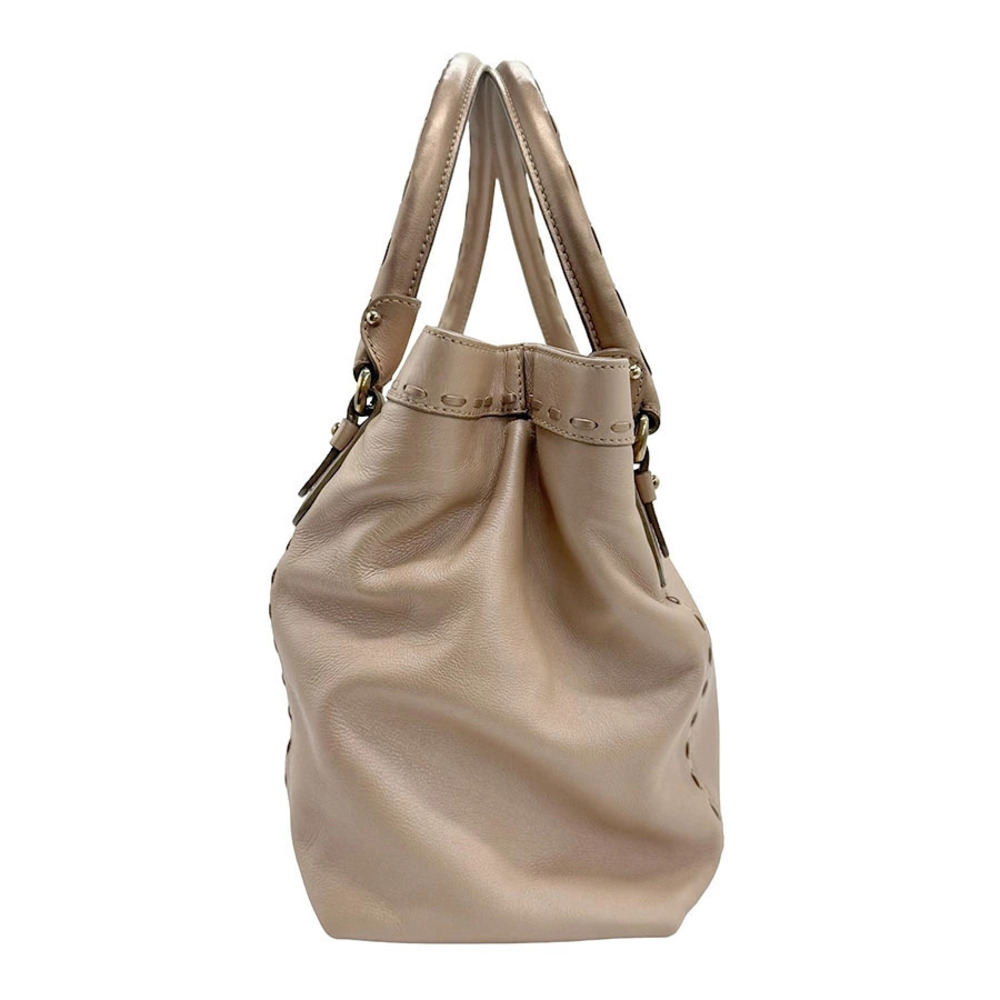 Salvatore Ferragamo pink beige Gancini metallic leather handbag Pink Tan
